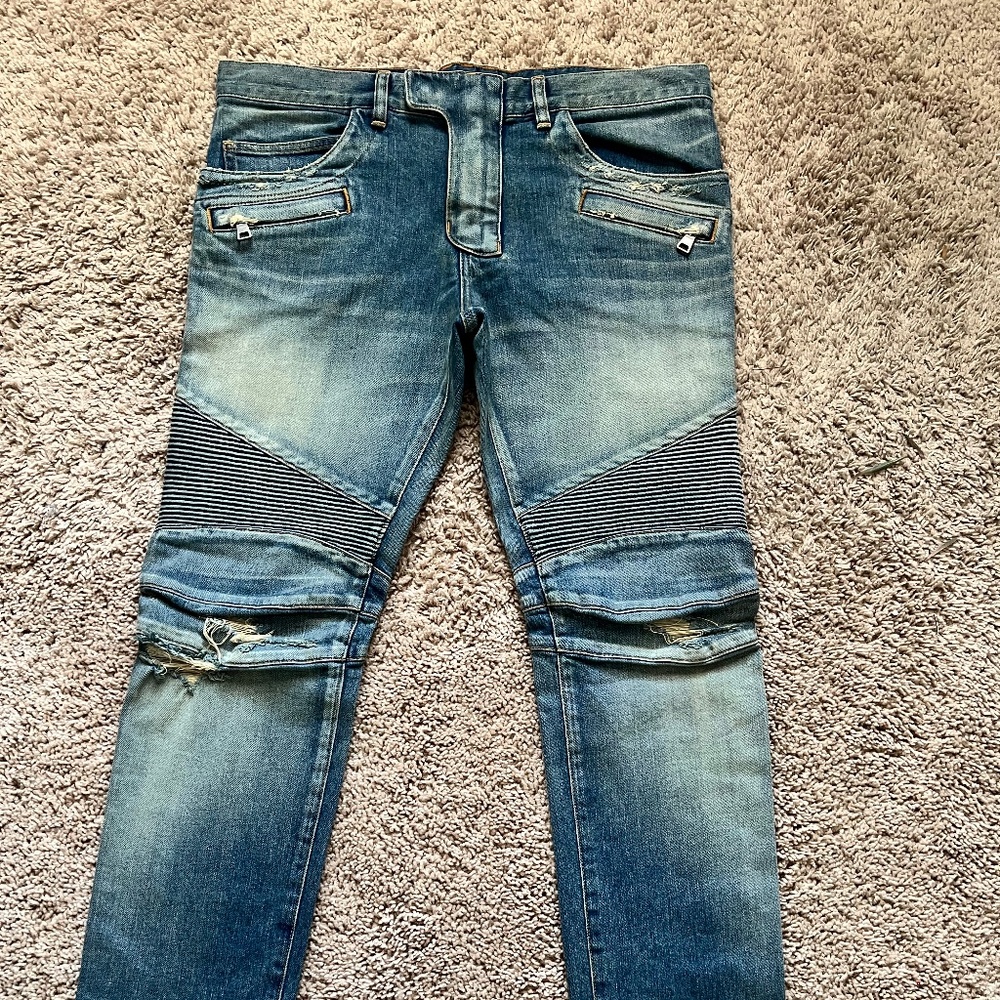Balmain Biker Denim Jeans